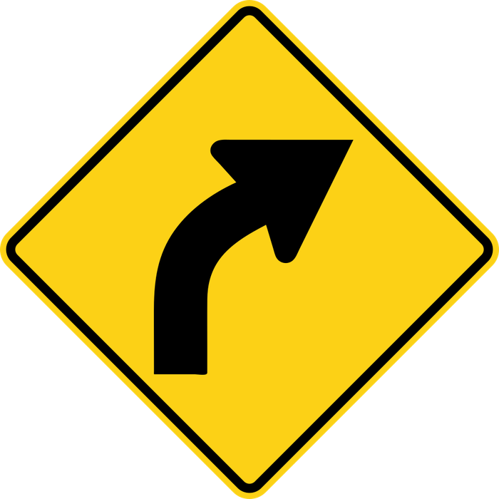 Yellow diamond-shaped sign with a black symbol.
