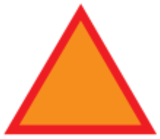 Slow Moving Vehicle sign: orange triangle with a red border.